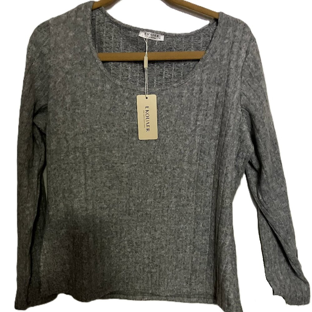 Ekouaer Gray Long Sleeve Women's Sweater Size XL